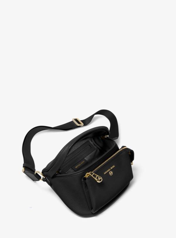 Damske Crossbody Kabelka Michael Kors Slater Medium Pebbled Leather Sling Pack Čierne - Kabelky Michael Kors Lacne | MVSZA-0967